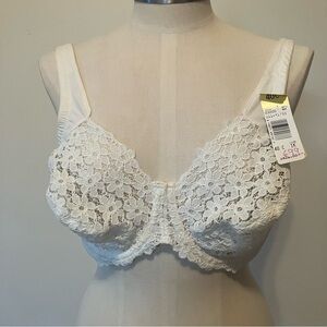 VTG  Maidenform Cotton Couture Bra White 40C New Old Stock Underwire Floral